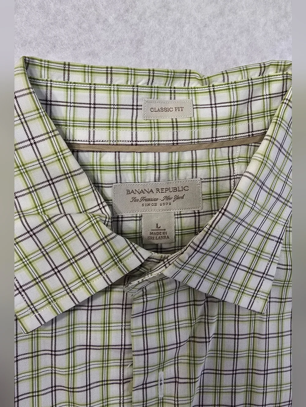 Banana Republic Light Green Plaid Dress Shirt